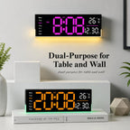 12.6 Inch LED Desk Clock Large Digital Wall Clock With RGB Ambient Light Temp / Date / Week / DST / Timer — view 11