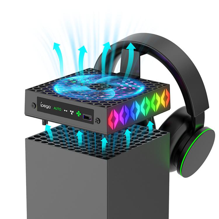 ipega Top Cooling Fan For Xbox Series X Console Auto Temp Sensor Cooler with RGB Light & Headset Hook
