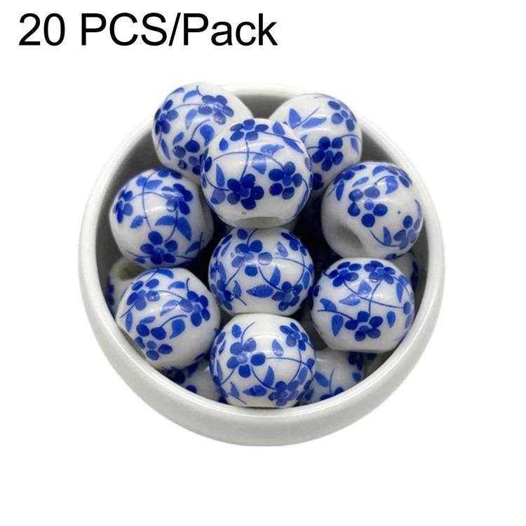 20 PCS/Pack Orchid Blue White Porcelain Beads DIY Handmade Bracelet Jewelry Woven Loose Beads
