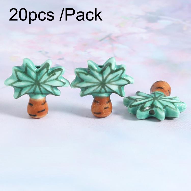 20 PCS/Pack Hand-Painted Ceramic Coconut Tree Shaped Bead Bracelet DIY Accessories — Light Green Leaves