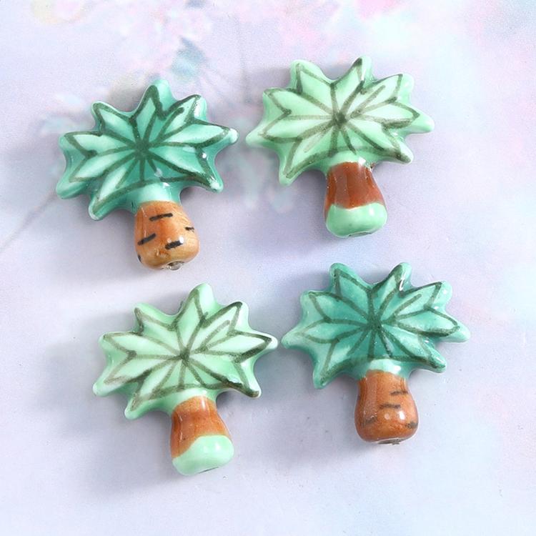 20 PCS/Pack Hand-Painted Ceramic Coconut Tree Shaped Bead Bracelet DIY Accessories