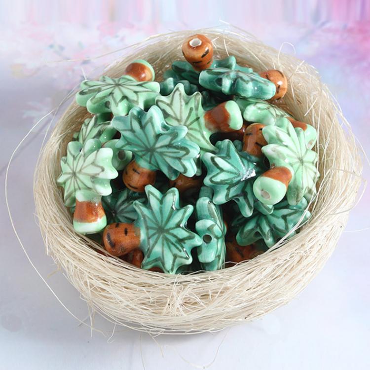 20 PCS/Pack Hand-Painted Ceramic Coconut Tree Shaped Bead Bracelet DIY Accessories