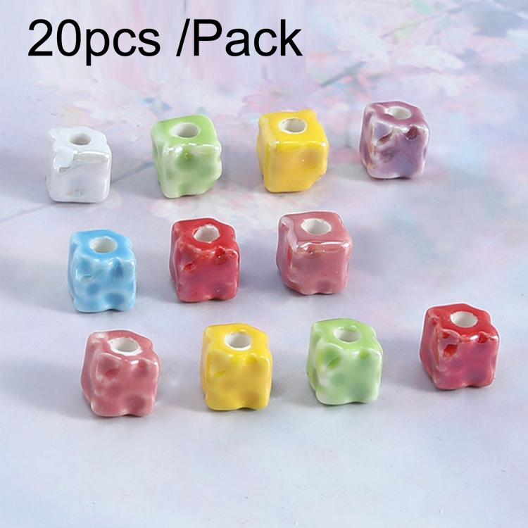 20pcs /Pack Colorful Cheese Cube Ceramic Beaded Jewelry DIY Accessories