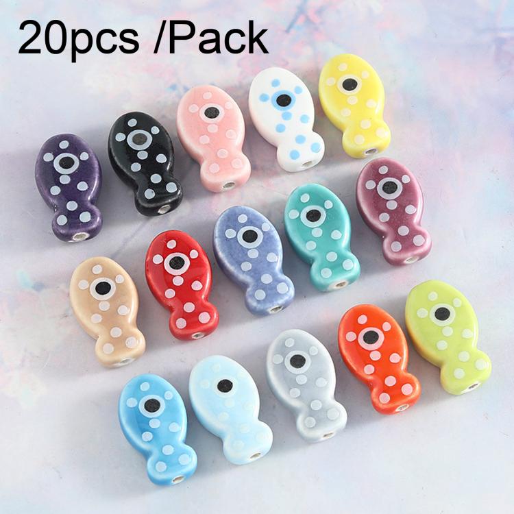20 PCS/Pack Cute Double-Sided Polka Dot Fish Ceramic Beads For DIY Craft Beading