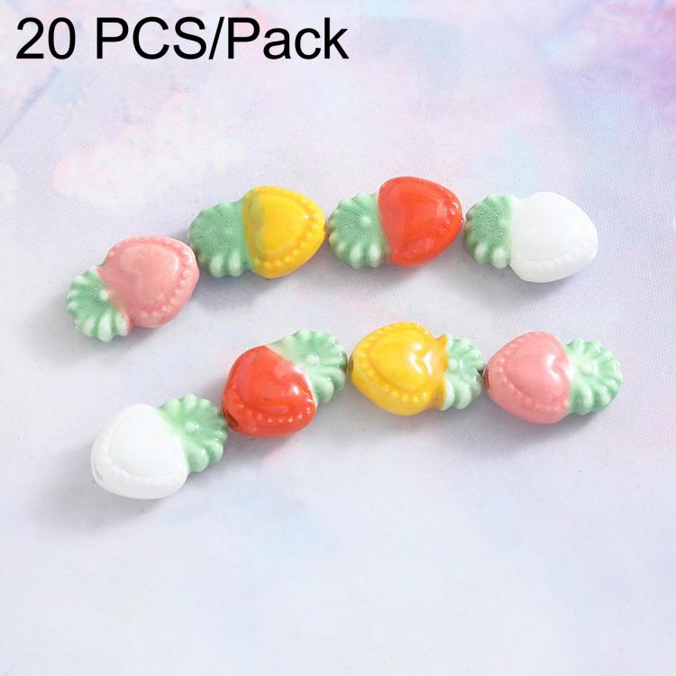 20 PCS/Pack Hand-painted Heart-shaped Ceramic Bracelet Accessories DIY Loose Beads