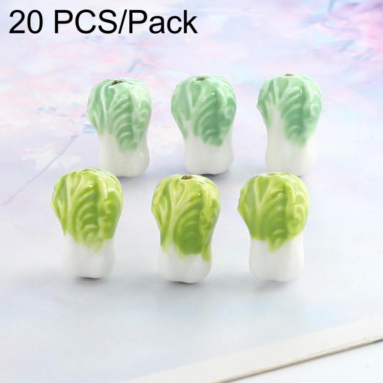 20 PCS/Pack Hand-painted Cabbage Ceramic Beaded Bracelet Necklace DIY Craft Accessories