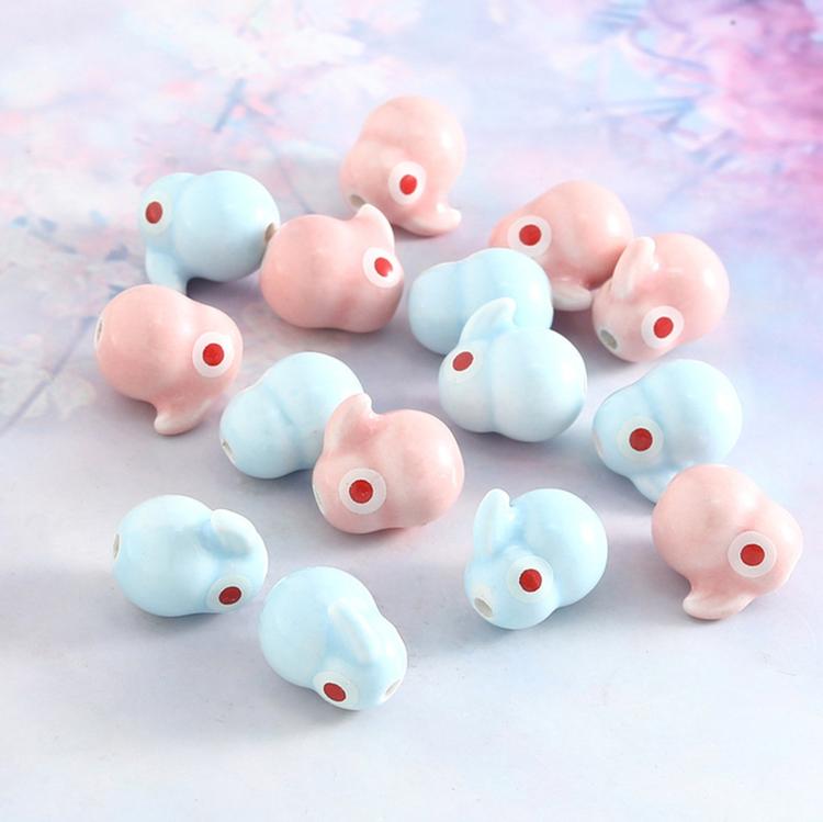 20 PCS/Pack Cute Rabbit Ceramic Beads DIY Jewelry Bracelet Accessories