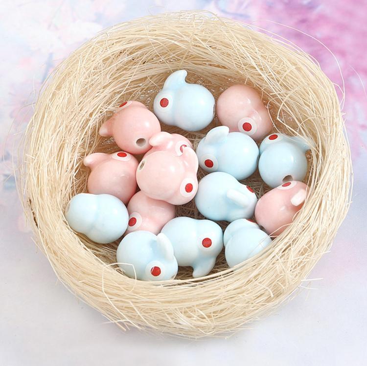 20 PCS/Pack Cute Rabbit Ceramic Beads DIY Jewelry Bracelet Accessories