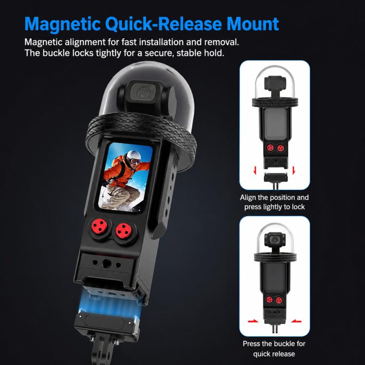 For DJI Osmo Pocket 3 Aluminium Waterproof Housing Case 80M Deep Diving Shell
