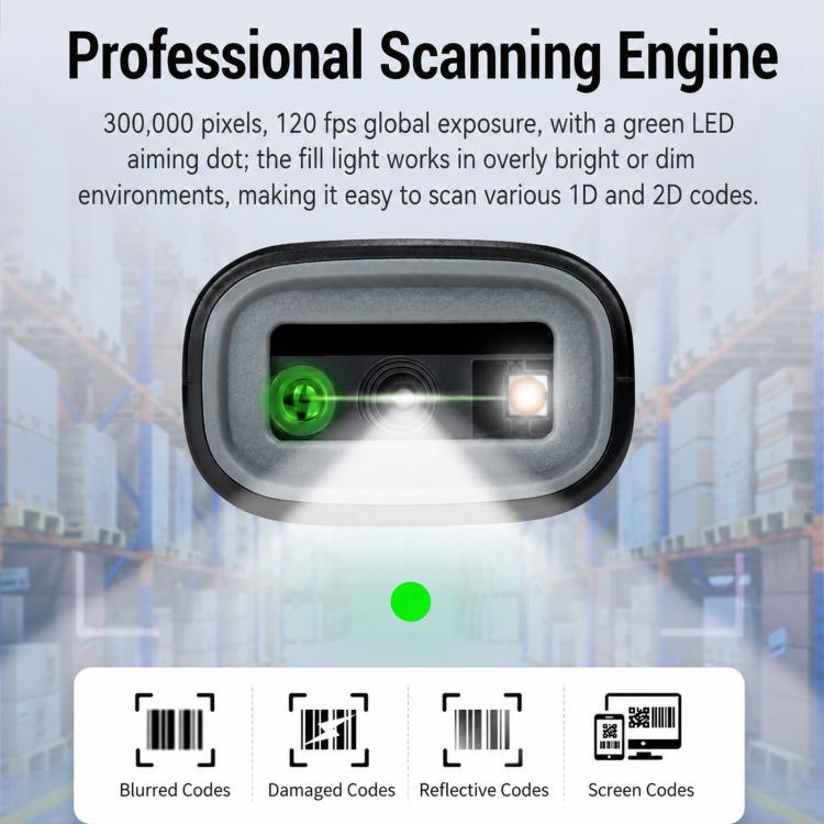 2.4G Bluetooth Wireless Portable 2D Barcode Scanner Handheld Scan Gun For Express & Logistics — view 10