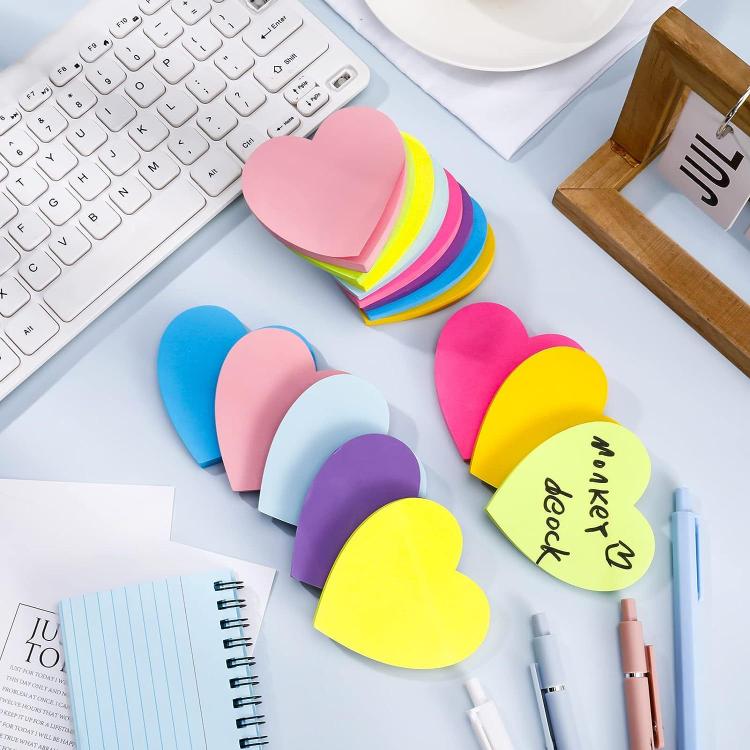 Shaped Sticky Notes Bulk Colorful Cute Self-Stick Memo Pads Bright Adhesive Notes — 8 PCS/Pack Bottle