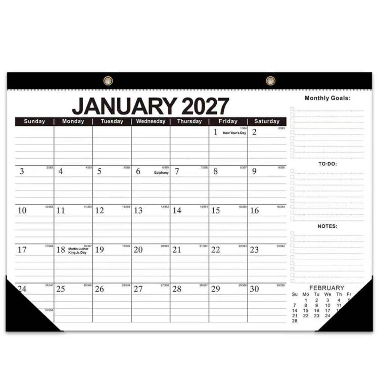 18 Months Jan 2027 - Jun 2028 Desk Calendar 17inch x 12inch Large Monthly Wall Calendar — European Style