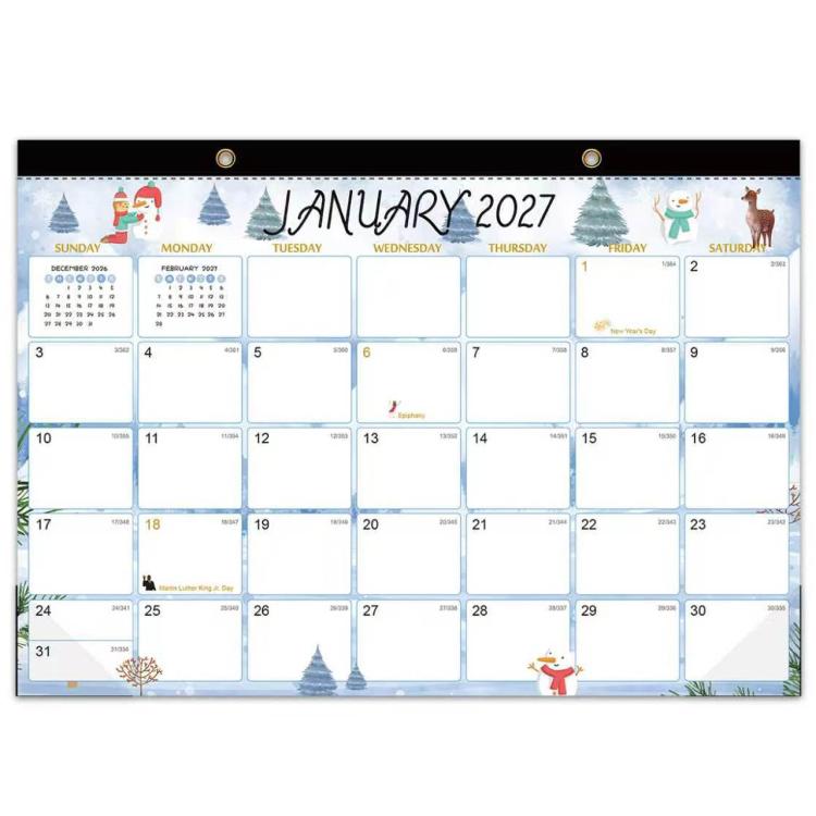 18 Months Jan 2027 - Jun 2028 Desk Calendar 17inch x 12inch Large Monthly Wall Calendar — Holiday Theme