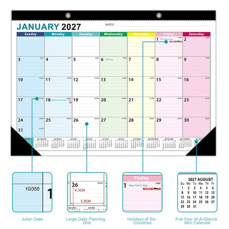 18 Months Jan 2027 - Jun 2028 Desk Calendar 17inch x 12inch Large Monthly Wall Calendar — view 9