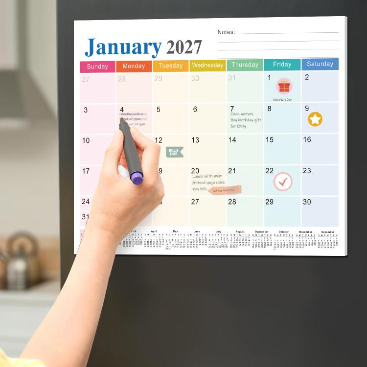 2027-2028 Magnetic Fridge Calendar Jan 2027 - Jun 2028 18 Months Monthly Calendar Pad