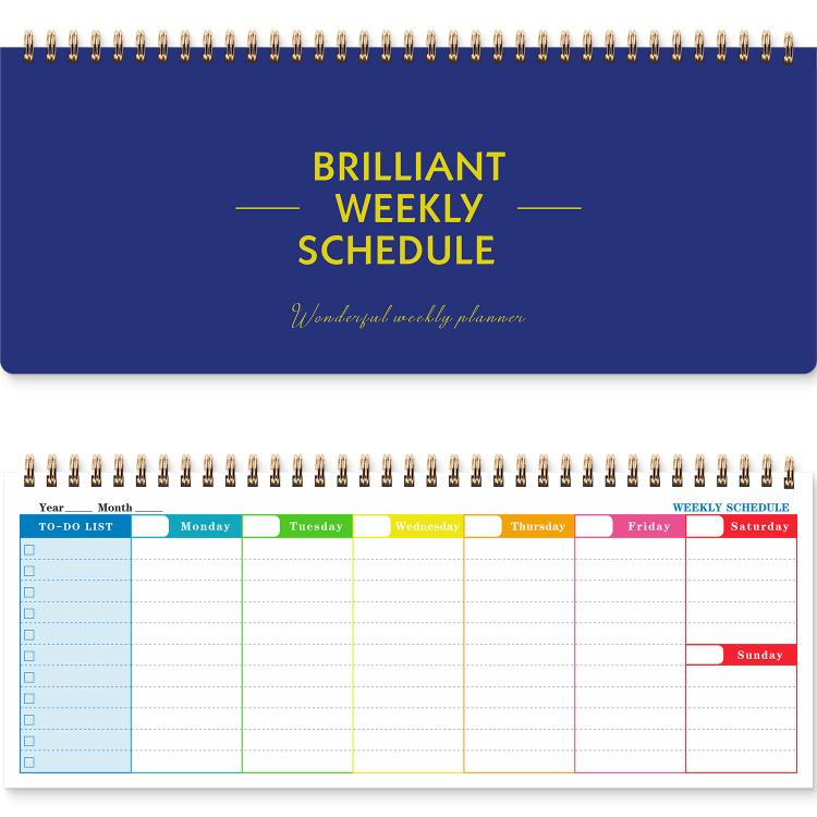 Undated Weekly Planner Pad Desktop Weekly Schedule Notebook with To-Do List 12 x 4.8 inch 60 Sheets — Black