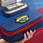 British Style Pencil Case Large Capacity 3-Compartment Pencil Pouch for Students — Sapphire