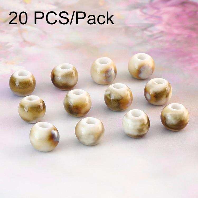 20 PCS/Pack DIY Round Kiln-fired Ceramic Beads for Bracelets — 6mm Hole 2.6mm