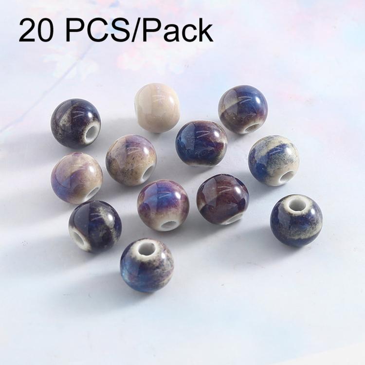 20 PCS/Pack Kiln-fired Ceramic Beads for DIY Bracelet Accessories — 8mm Round Beads
