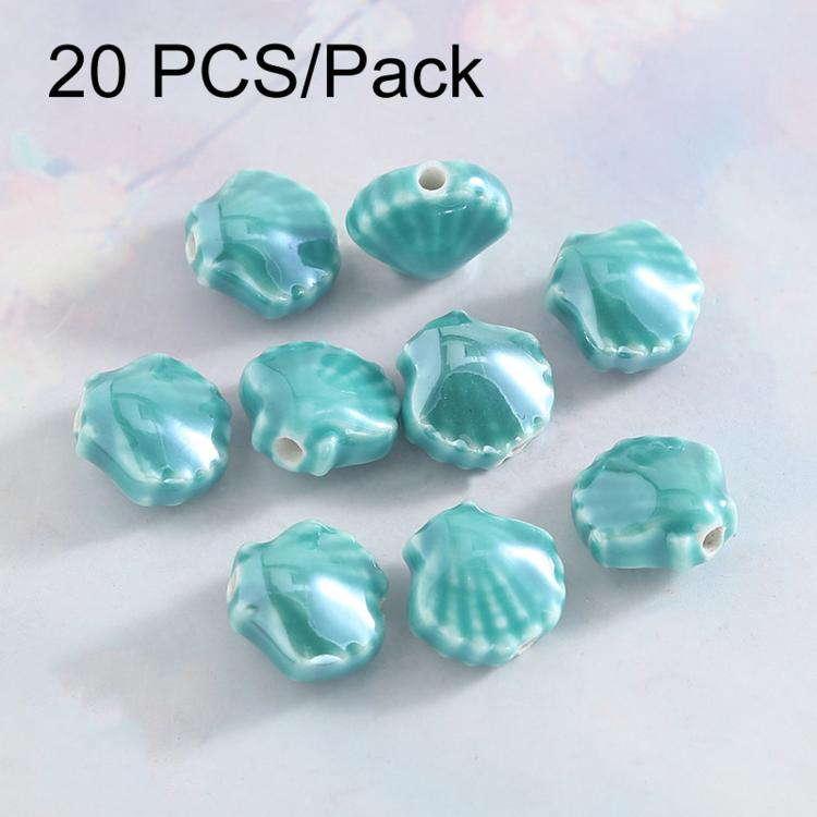 20 PCS/Pack Shells Ceramic Beads for DIY Jewelry Making — Clear Blue