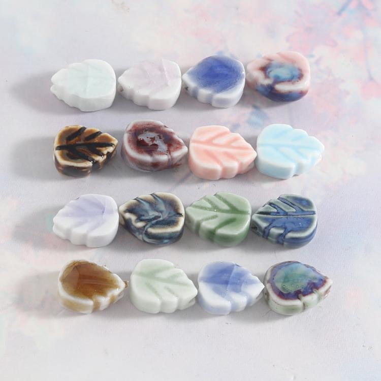 20 PCS/Pack Leaf-Shaped Ceramic Loose Bead Bracelet DIY Clothing Accessory