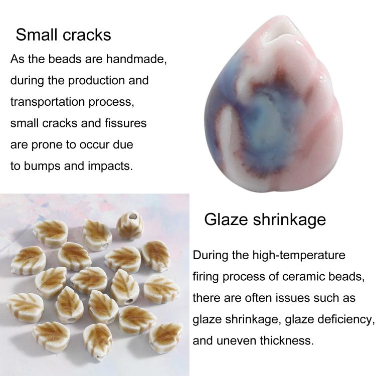 20 PCS/Pack Leaf-Shaped Ceramic Loose Bead Bracelet DIY Clothing Accessory