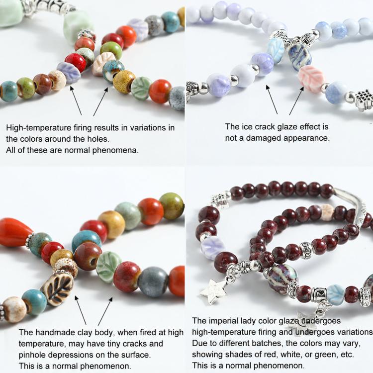 20 PCS/Pack Leaf-Shaped Ceramic Loose Bead Bracelet DIY Clothing Accessory