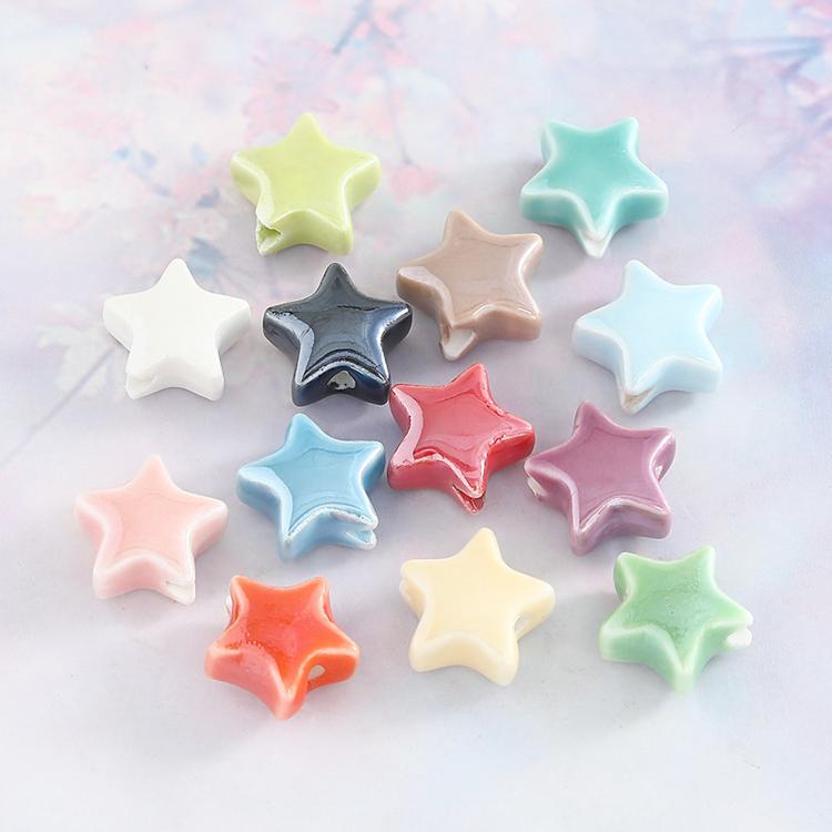 20 PCS/Pack Macaron Electroplated Star Ceramic Beads DIY Jewelry Accessories