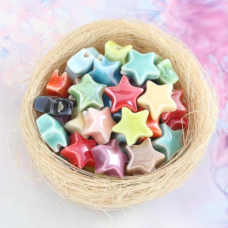 20 PCS/Pack Macaron Electroplated Star Ceramic Beads DIY Jewelry Accessories