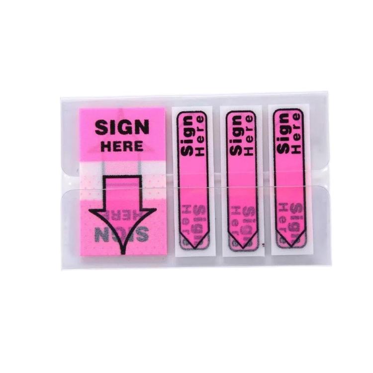 100 Sheets/Pack Sign Here Page Flags Fluorescent Arrow Index Tabs For Contracts — Purple