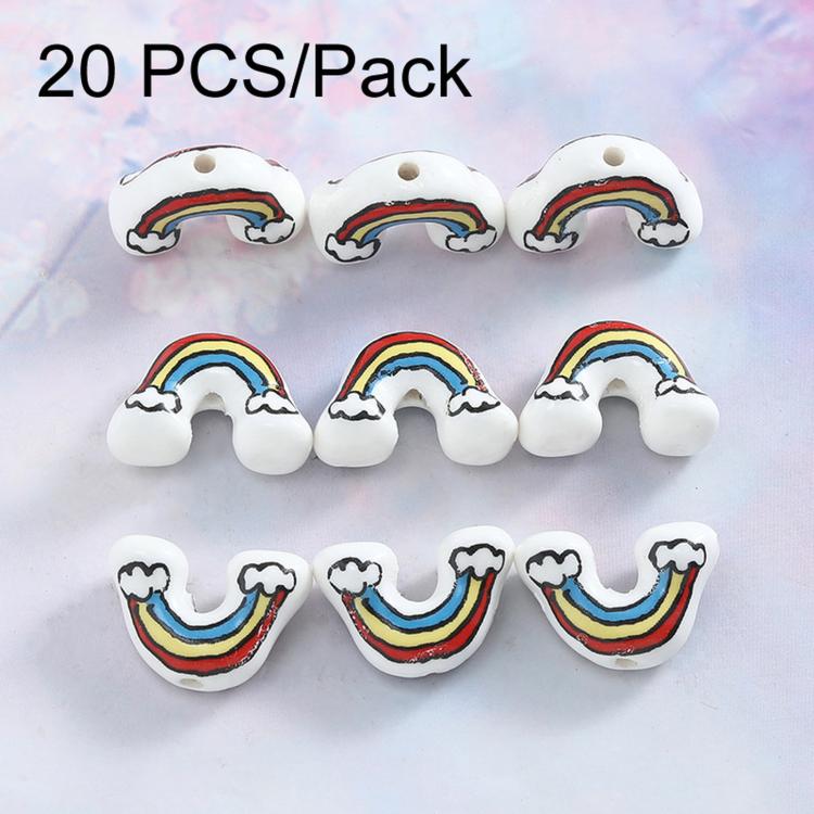 20 PCS/Pack Rainbow Double-Sided Ceramic Hand-Painted DIY Bracelet Jewelry