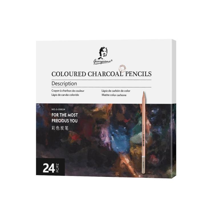 Charcoal Pencils Set Natural Wood Pastel Drawing Pencils — Giorgione 6 PCS/Pack White