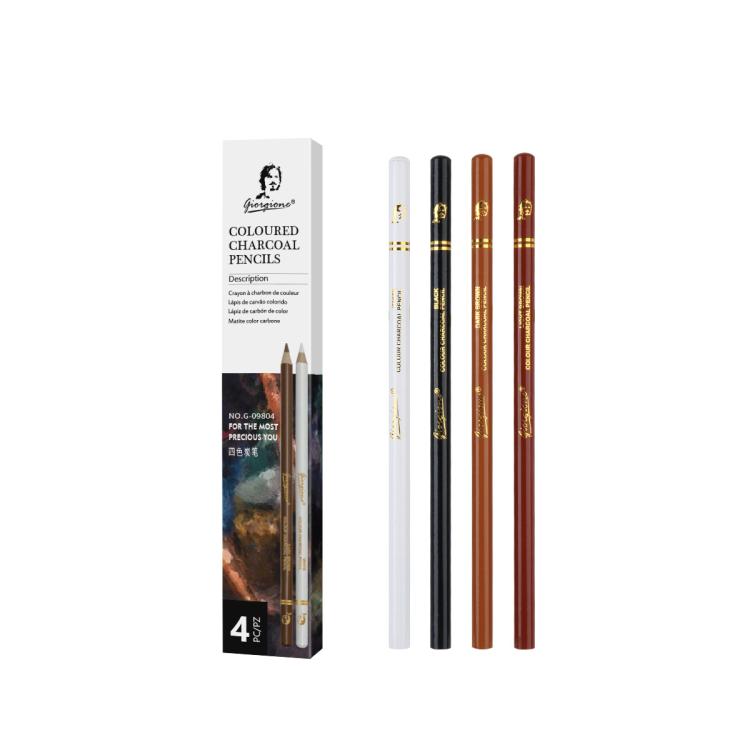 Charcoal Pencils Set Natural Wood Pastel Drawing Pencils — Giorgione 24 PCS/Pack Coloured