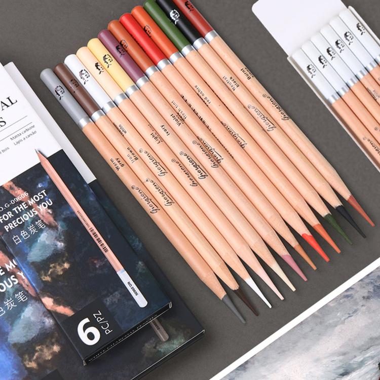 Charcoal Pencils Set Natural Wood Pastel Drawing Pencils — Giorgione 4 PCS/Pack Coloured