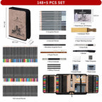 Sketching And Colored Pencil Art Set With Sketchbook In Suede Nubuck Leather Zippered Organizer Case
