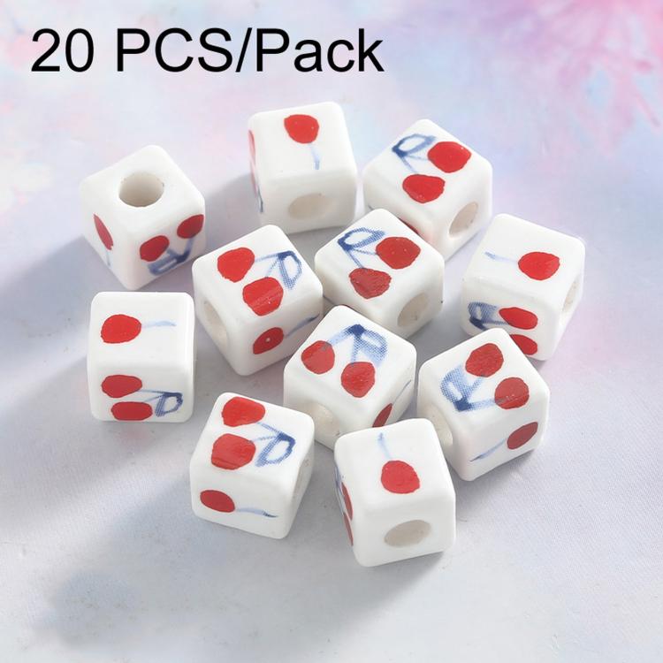 20 PCS/Pack Cherry Large-hole Square Ceramic Loose Bead Bracelet Accessory DIY Material — Small