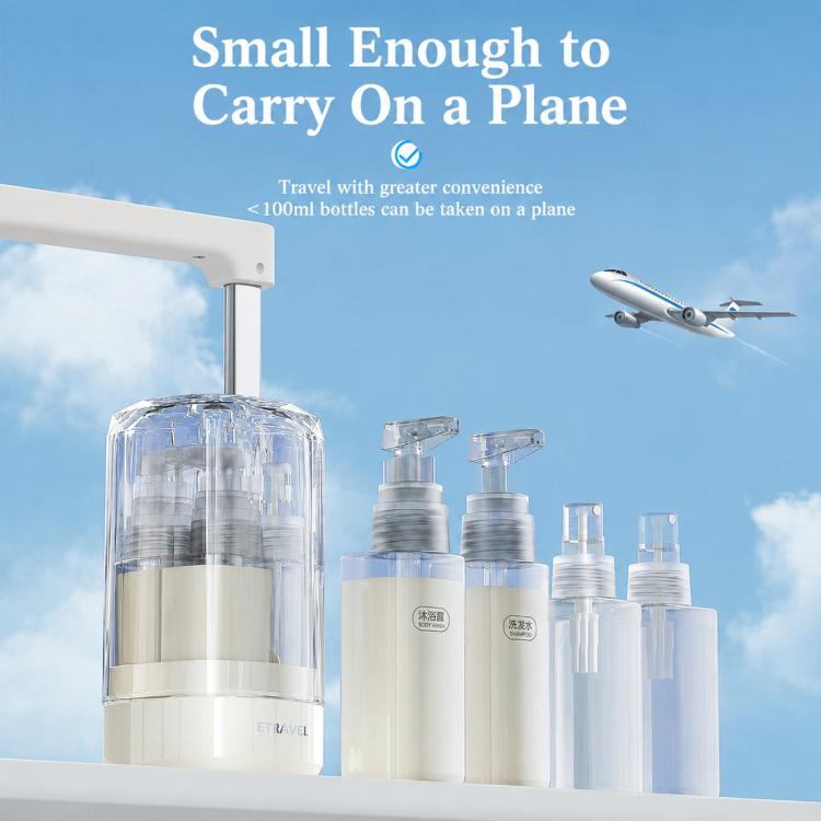ETRAVEL 4-in-1 Travel Bottle Set Toiletry Dispenser Kit with 2 Lotion Pumps & 2 Fine Mist Sprays — view 12