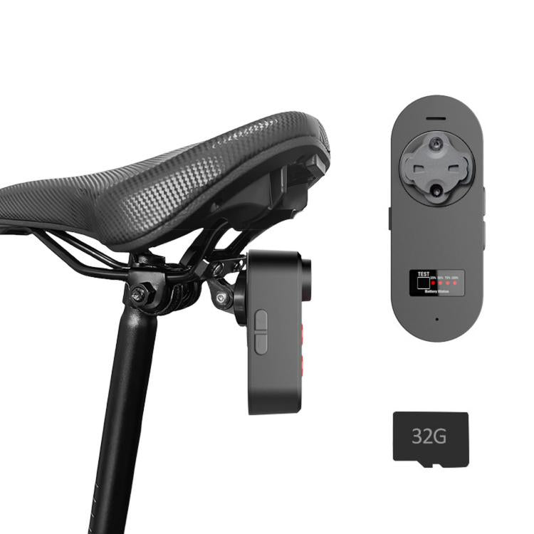 Bike Tail Light Camera With Smart Brake Sensor IPX6 Waterproof Bicycle Dash Cam — Strap Mount+32G