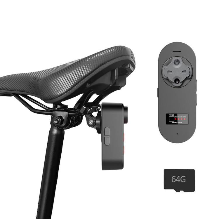 Bike Tail Light Camera With Smart Brake Sensor IPX6 Waterproof Bicycle Dash Cam — Strap Mount+64G