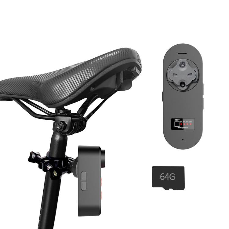 Bike Tail Light Camera With Smart Brake Sensor IPX6 Waterproof Bicycle Dash Cam — Saddle Mount+64G