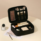 Travel Makeup Bag Cosmetic Bag Organizer with Adjustable Dividers & Brush Holder Slots