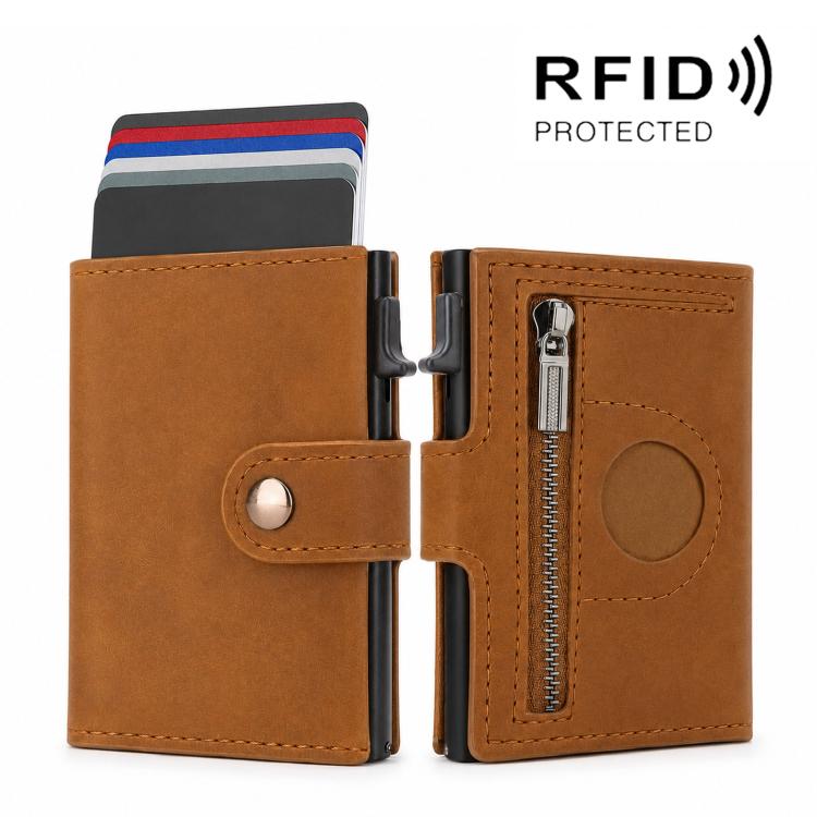 For AirTag 2nd Gen / AirTag 1st Gen Pop Up Credit Card Holder With RFID Blocking Zipper Coin Pocket