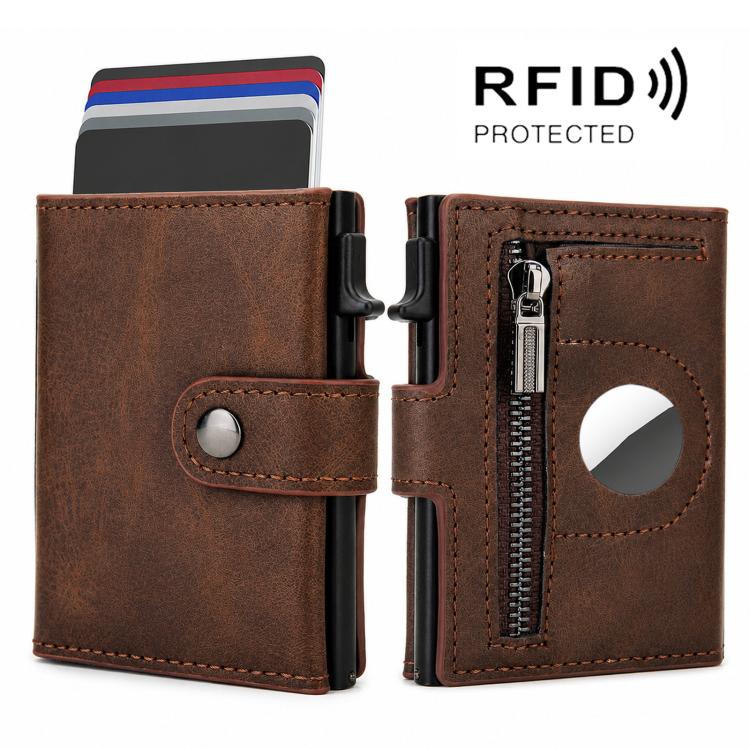 For AirTag 2nd Gen / AirTag 1st Gen Pop Up Credit Card Holder With RFID Blocking Zipper Coin Pocket