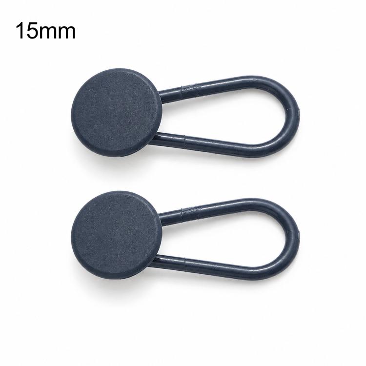 2 PCS/Pack Flexible Silicone Pant Waist Extender Buttons No-Sew Elastic Button Expanders — 15mm Black