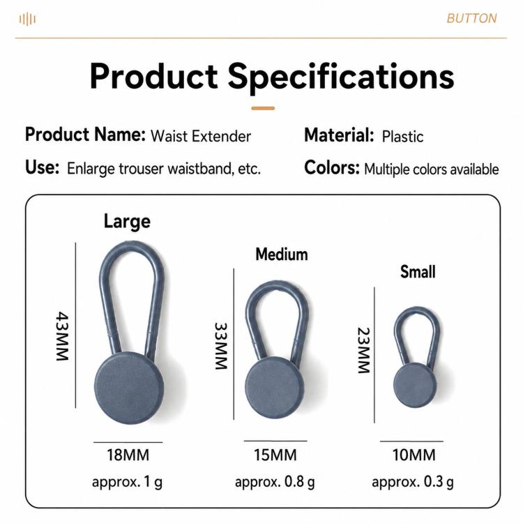 2 PCS/Pack Flexible Silicone Pant Waist Extender Buttons No-Sew Elastic Button Expanders — view 24