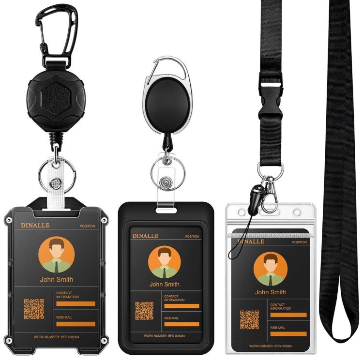 Retractable Badge Reel Set with Lanyard ID Card Holder Metal Badge Clip for Office Nurse Outdoor — No.1