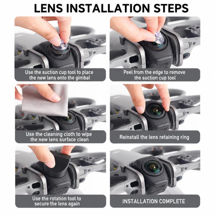 For DJI Avata 360 Replacement Lens Kit Optical Glass Camera Lens Cover Repair with Removal Wrench Tool