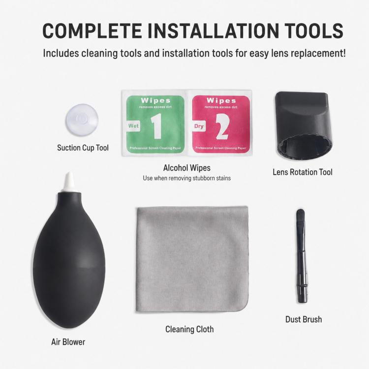 For DJI Avata 360 Replacement Lens Kit Optical Glass Camera Lens Cover Repair with Removal Wrench Tool