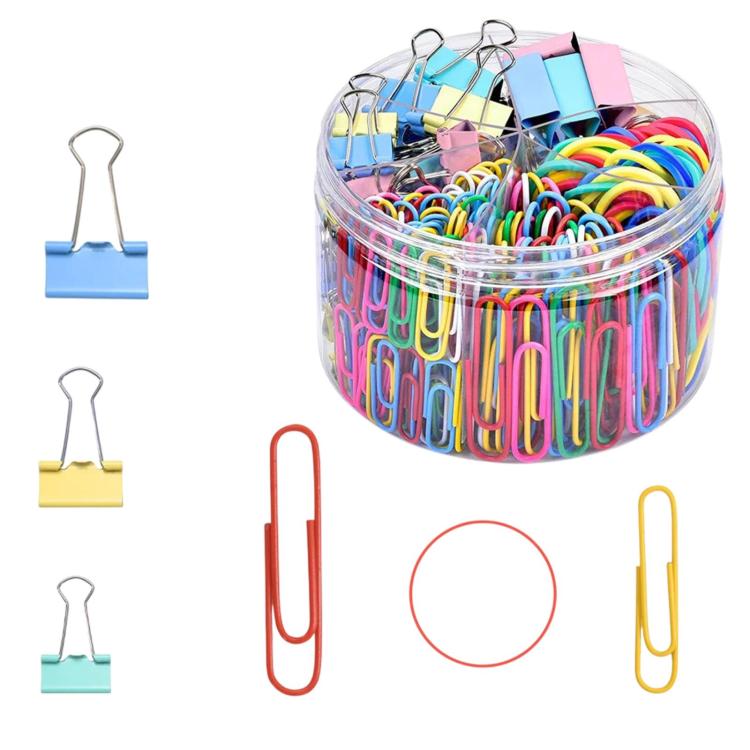 Binder Clips Office Document Paper Ticket Clips Rubber Band Set — Colorful 300pcs /Set