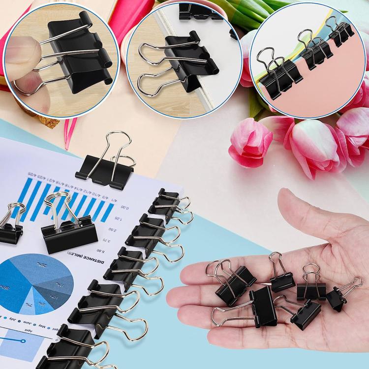 Binder Clips Office Document Paper Ticket Clips Rubber Band Set — view 11